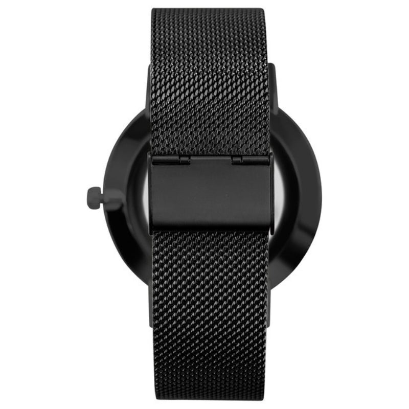 Relógio Montvare Minimalista All Black Pulseira Malha de Aço 40mm