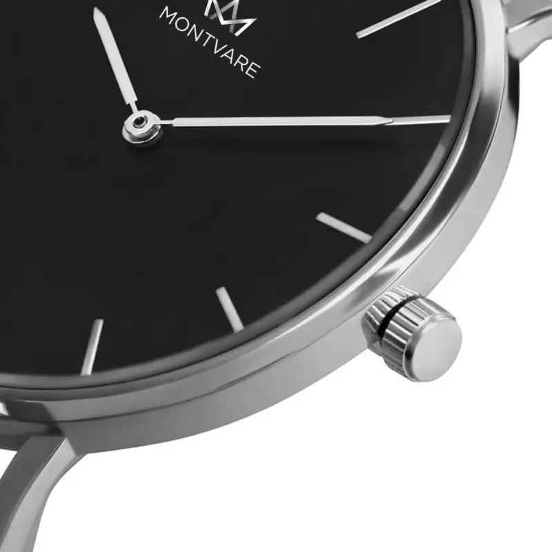 Relógio Montvare Minimalista Prata Pulseira Malha de Aço 40mm