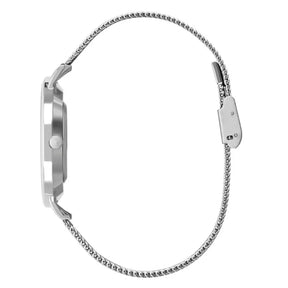 Relógio Montvare Minimalista Prata Pulseira Malha de Aço 40mm