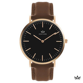 Relógio Montvare Gold Pulseira de Couro 40mm