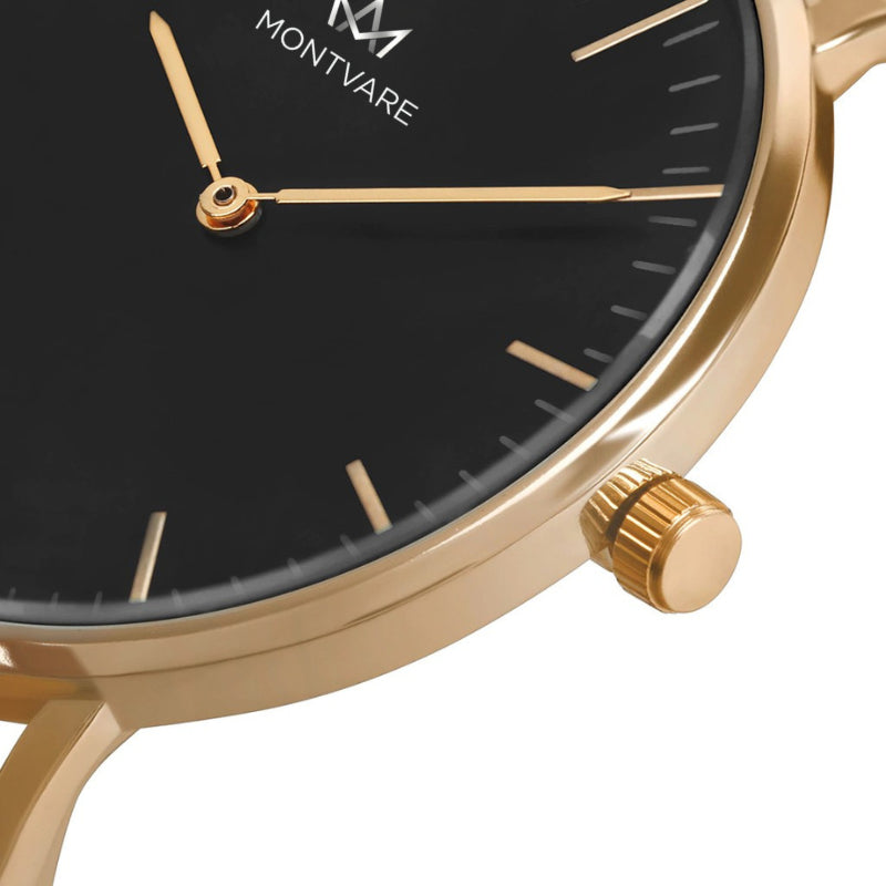 Relógio Montvare Gold Pulseira de Couro 40mm