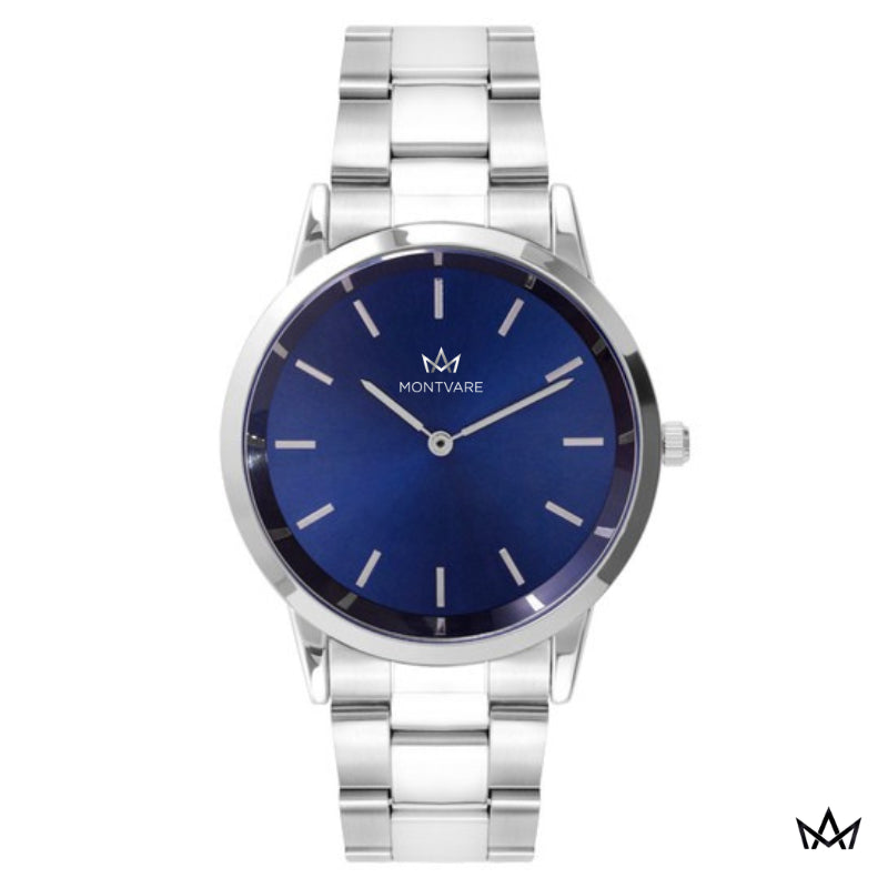 Relógio Montvare Ocean Blue Pulseira de Prata 40mm