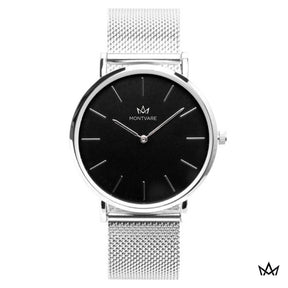 Relógio Montvare Minimalista Prata Pulseira Malha de Aço 40mm